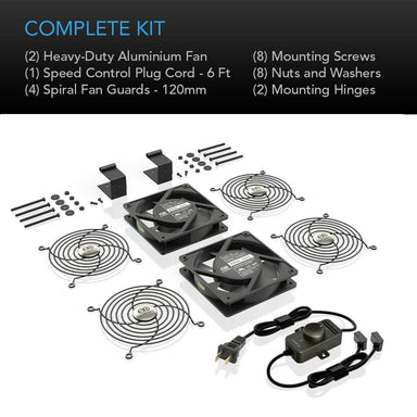 AC Infinity AXIAL S1225D, Muffin 120V AC Cooling Fan, Dual 120mm x 120mm x 25mm COMPLETE KIT