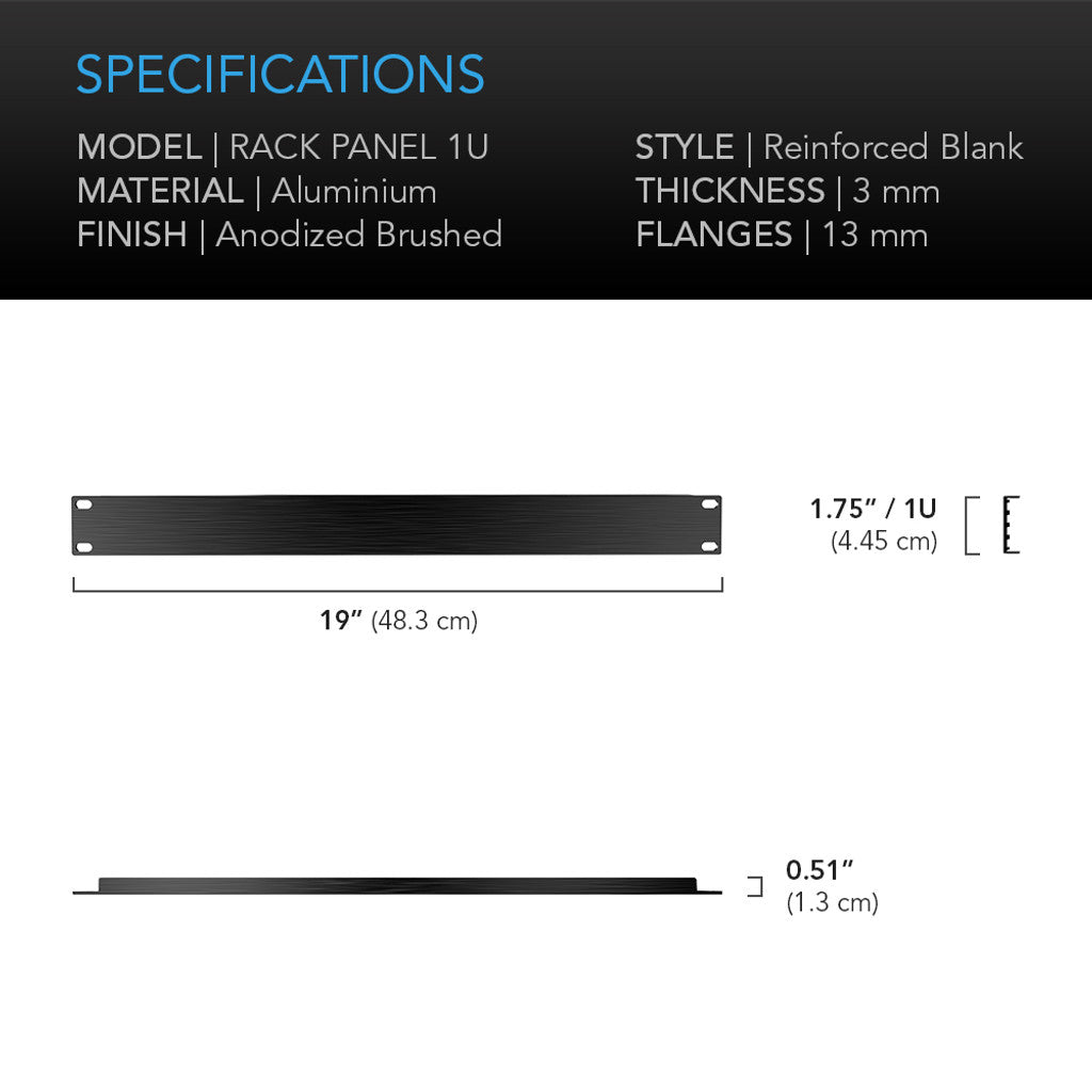 AC Infinity Anodized Aluminum Rack Panel Blank 1U SPECIFICATIONS