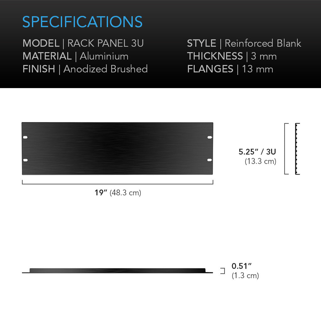 AC Infinity Anodized Aluminum Rack Panel Blank 3U SPECIFICATIONS