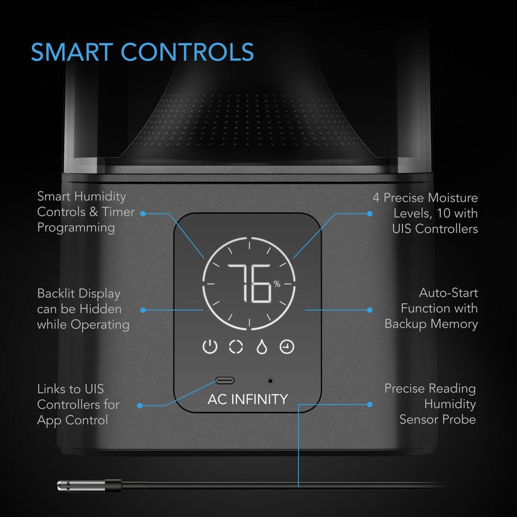 AC Infinity CLOUDFORGE T5, Environmental Plant Humidifier, 9L, Smart Controls, Targeted Vaporizing DETAILS