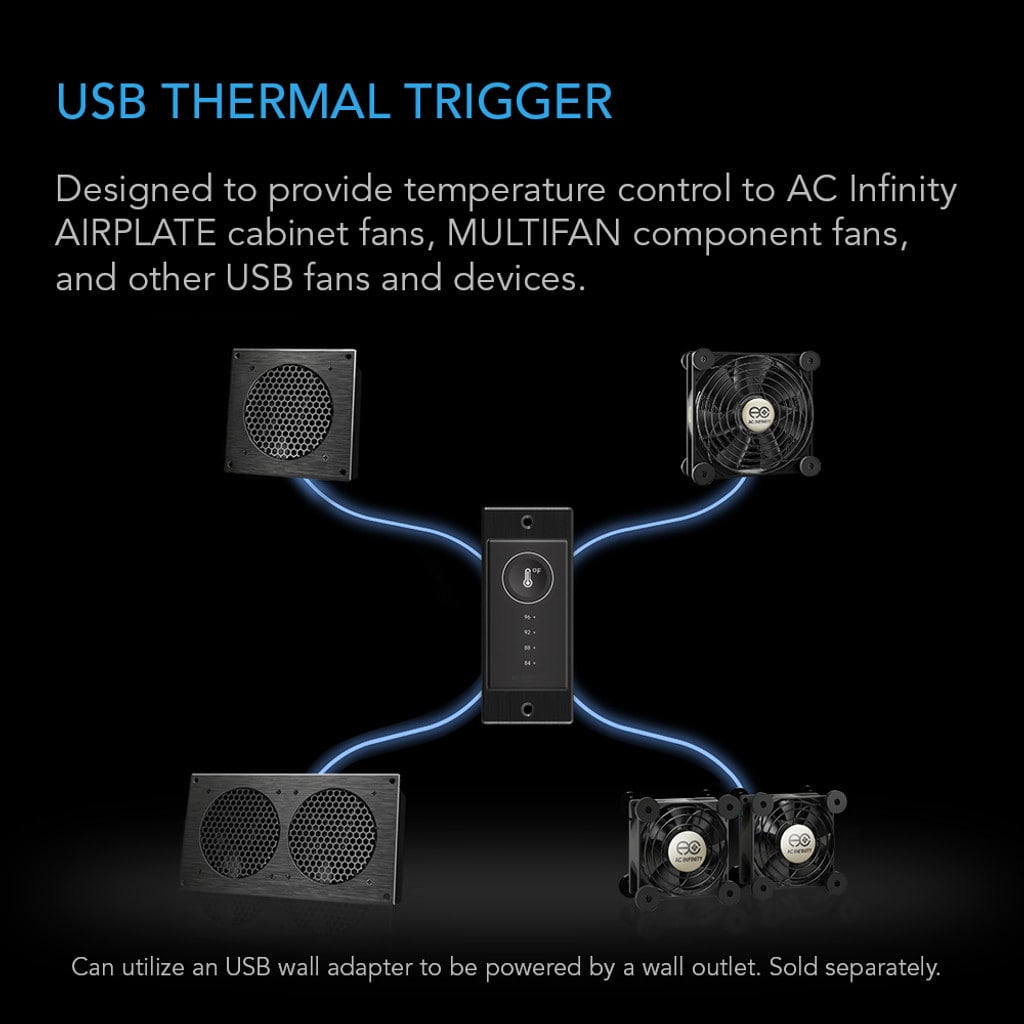 AC Infinity CONTROLLER 1, Pre-Set Thermal Trigger, for USB Fans and Devices DETAILS