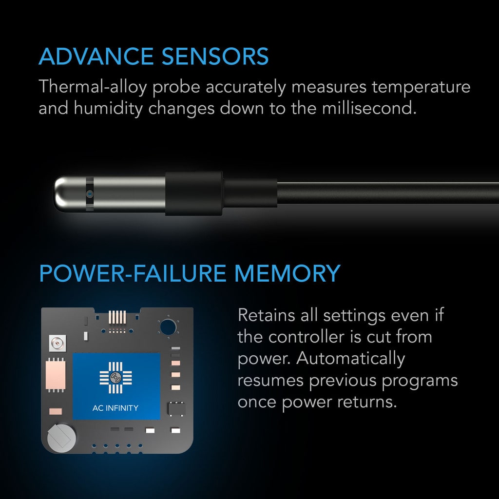 AC Infinity CONTROLLER 67, Temperature and Humidity Fan Controller, with Scheduling, Cycles, Dynamic Speed, Data App DETAILS