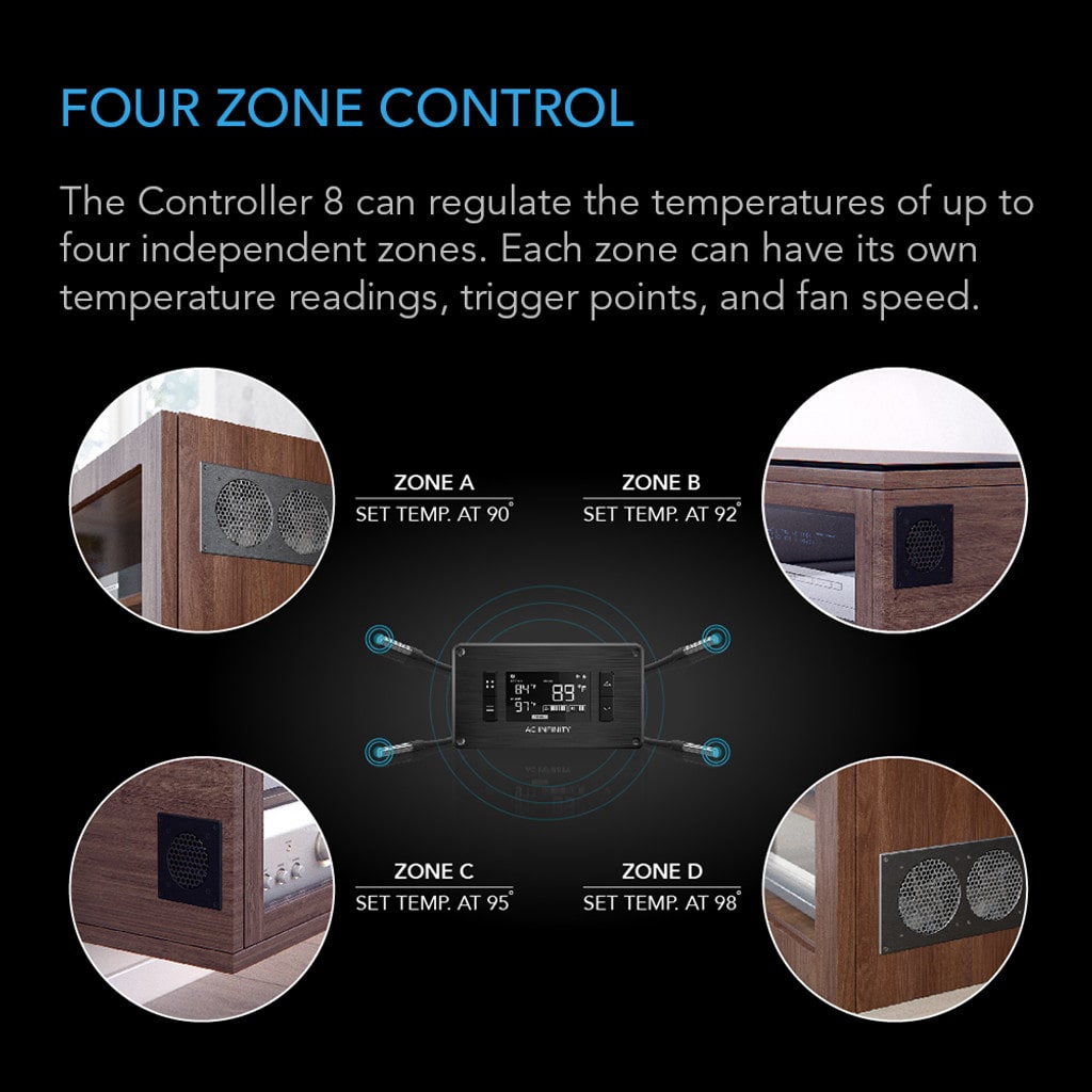 AC Infinity CONTROLLER 8, Intelligent Thermal Fan Controller, Multiple Zones DETAILS