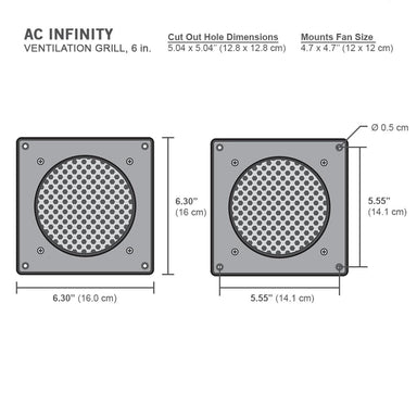 AC Infinity Cabinet Ventilation Grille Black, 6 Inch DETAILS