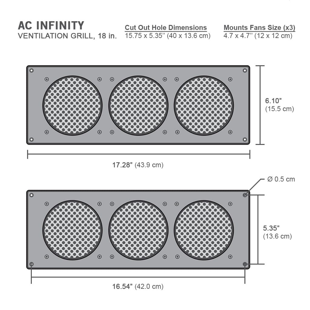 AC Infinity Cabinet Ventilation Grille White, 18 Inch DETAILS