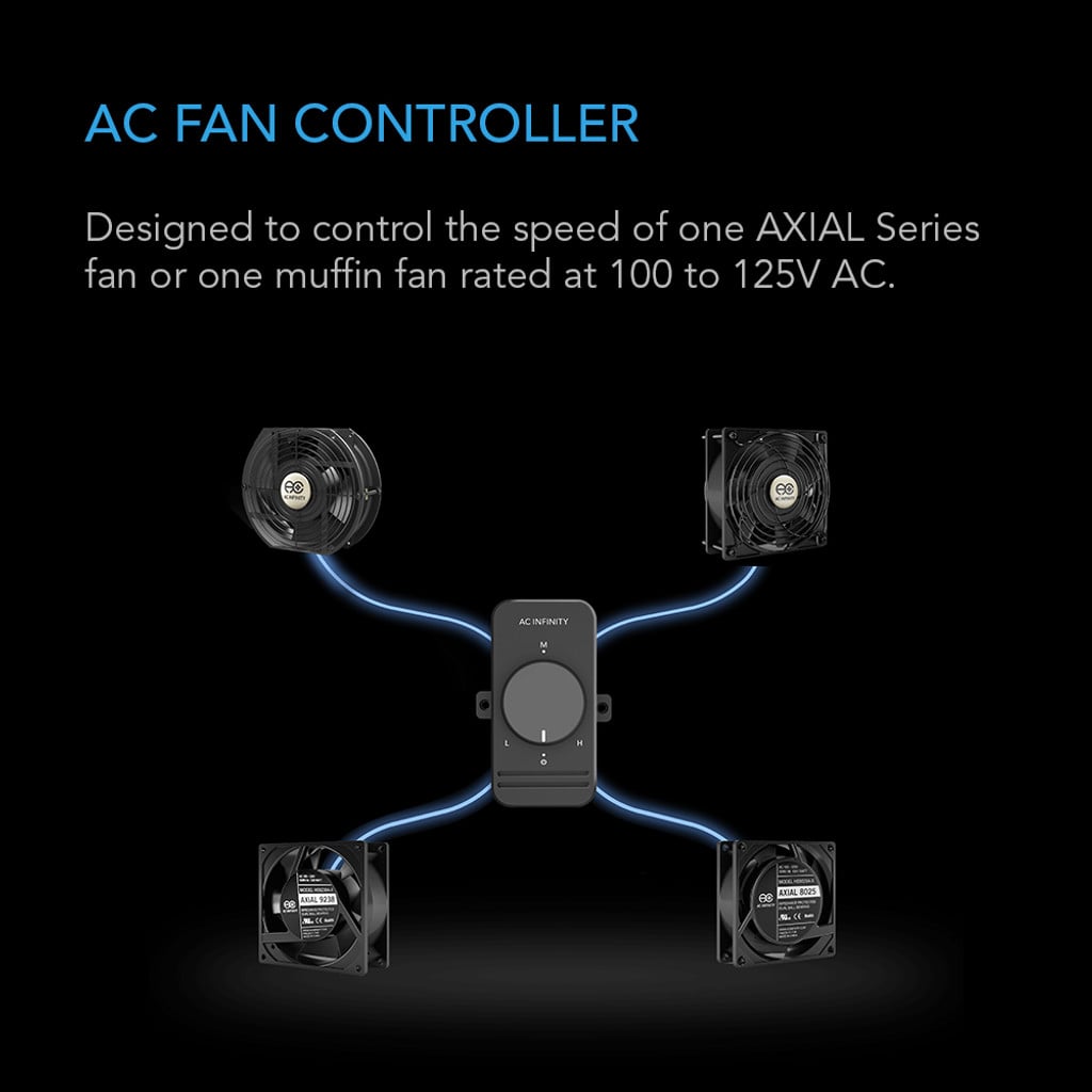 AC Infinity Fan Speed Controller for AC Axial Muffin Fans, Dual DETAILS