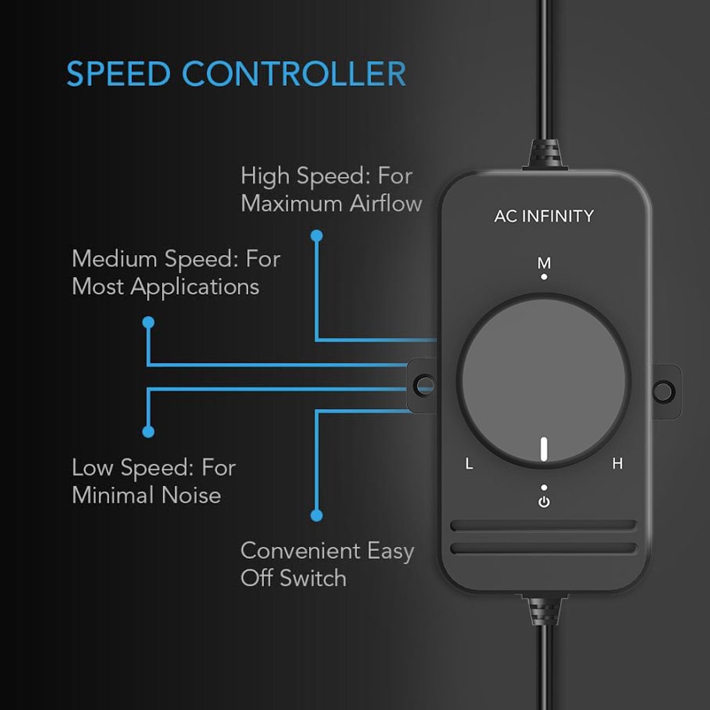 AC Infinity Fan Speed Controller for AC Axial Muffin Fans, Dual DETAILS