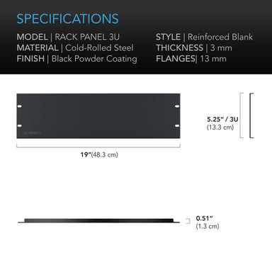 AC Infinity Heavy-Duty Steel Rack Panel Blank 3U SPECIFICATIONS