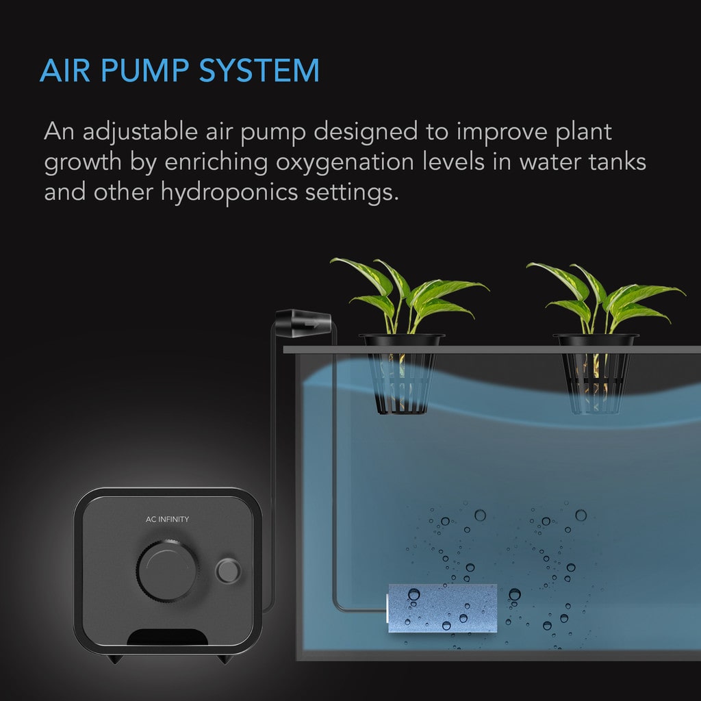 AC Infinity Hydroponics Air Pump, One-Outlet Pumping Kit, 24 GPH (1.5 L/M) DETAILS