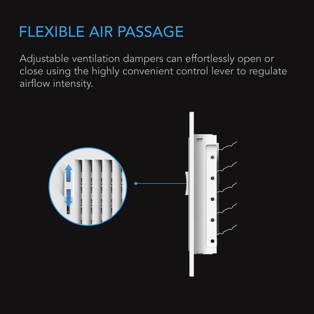 AC Infinity Register Ventilation Grille 4 x 10, White DETAILS