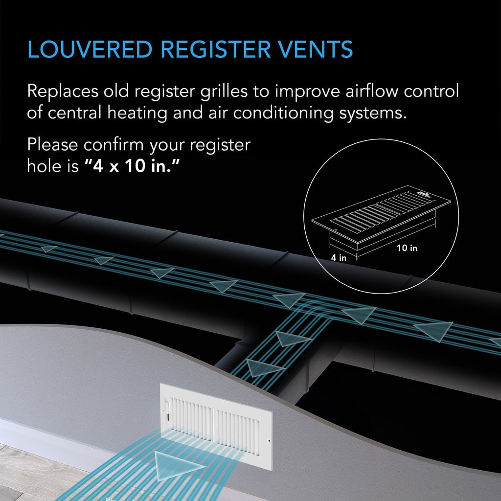 AC Infinity Register Ventilation Grille 4 x 10, White DETAILS