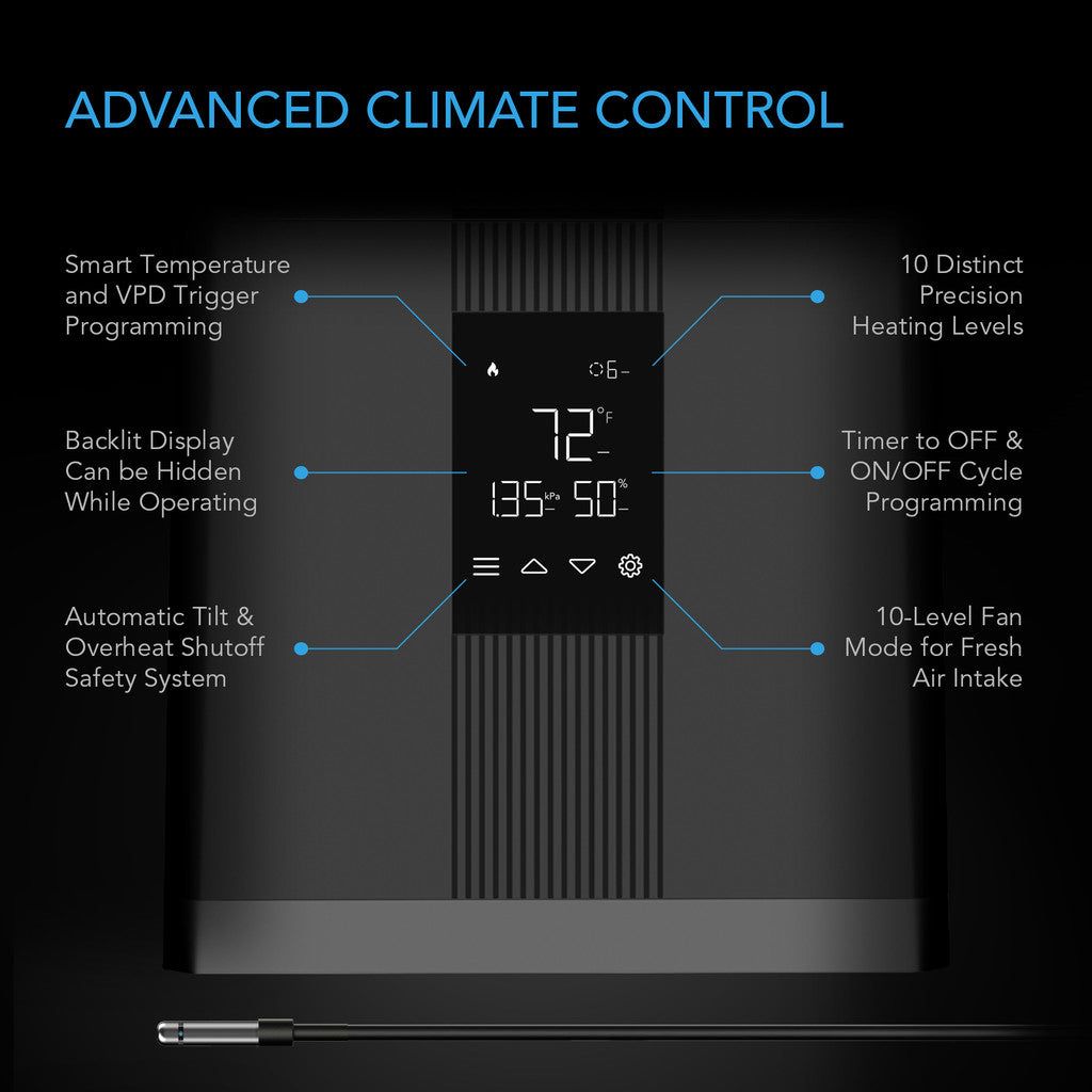 AC Infinity THERMOFORGE T3, Environmental Plant Heater, Smart VPD Controls, True 10 Heat Levels, Tubing Extends into Grow Tent DETAILS