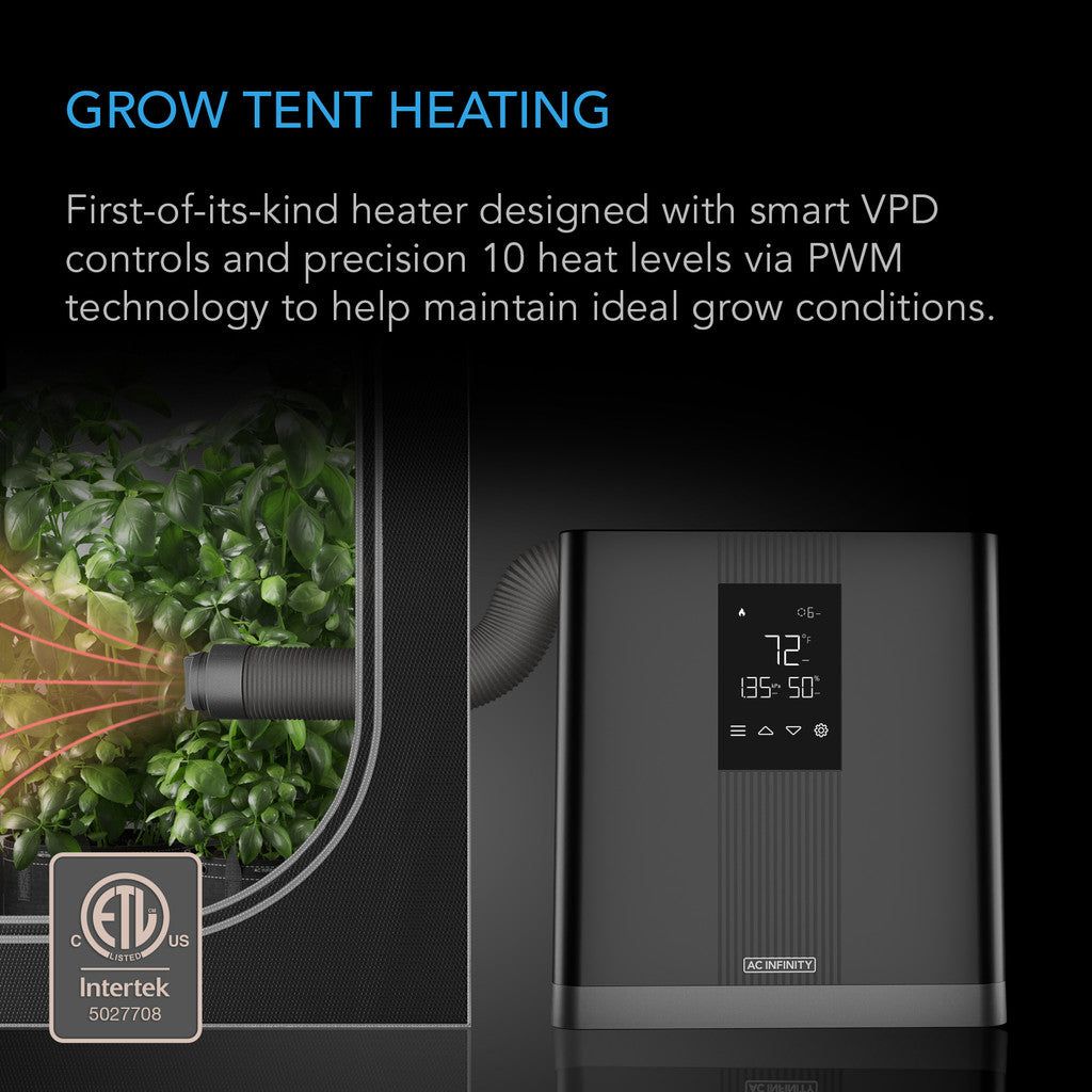 AC Infinity THERMOFORGE T3, Environmental Plant Heater, Smart VPD Controls, True 10 Heat Levels, Tubing Extends into Grow Tent DETAILS