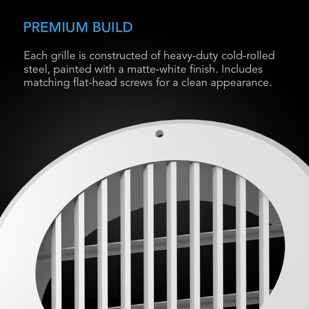 AC Infinity Wall-Mount Duct Grille Vent, White Steel, 8-Inch DETAILS