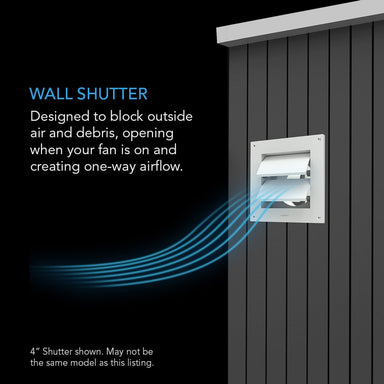 AC Infinity Wall Mount Duct Shutter, 4-Inch, White Steel SPECIFICATIONS