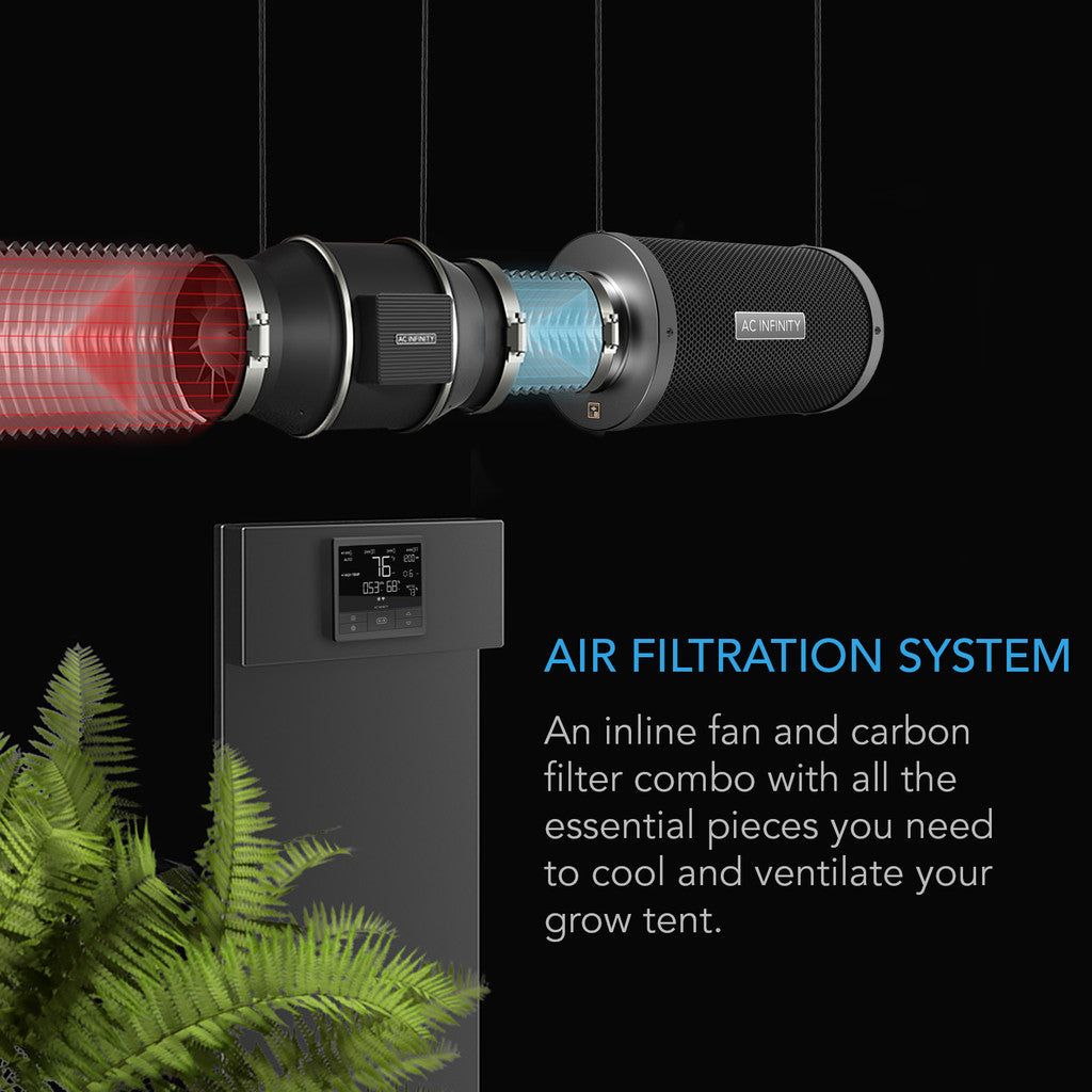 AC Infinity Air Filtration Kit PRO 6", Inline Fan with Smart Controller, Carbon Filter & Ducting Combo DETAILS