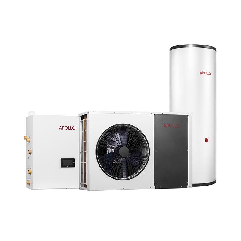 APOLLO Central Heat Pump - 42k btu / 3.5 ton - Air to Water - EVI Inverter DC technology COMPLETE SET