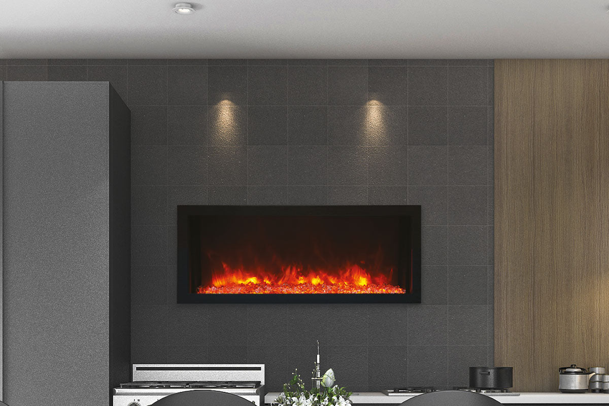 Open Box Amantii Panorama 40 inch Extra Slim Built-in Indoor/Outdoor Linear Electric Fireplace