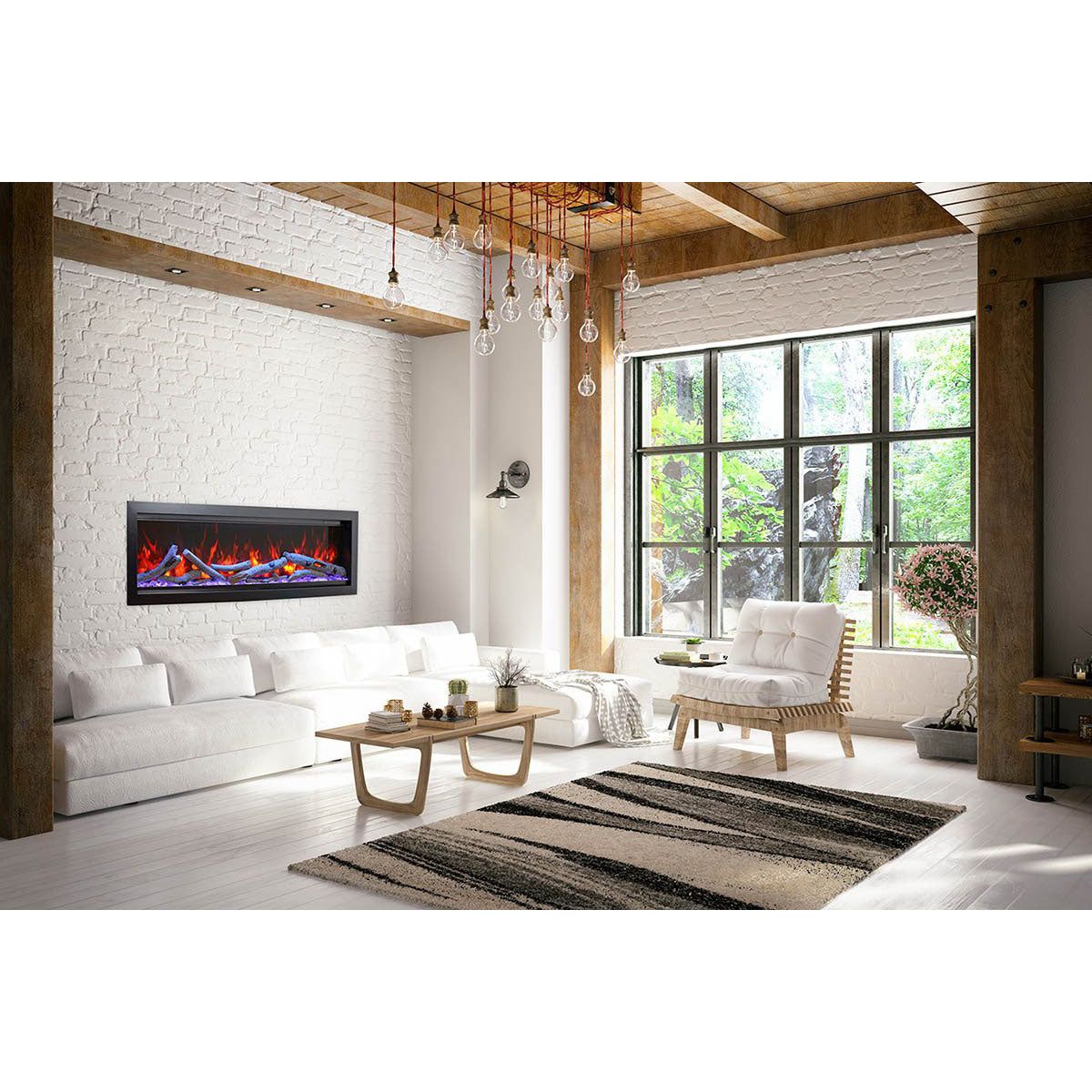 Amantii Symmetry Bespoke 42'' Wall Mount / Recessed Linear Indoor/Outdoor Electric Fireplace SAMPLE PHOTO