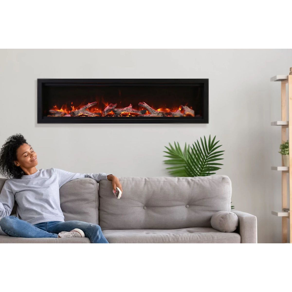 Amantii Symmetry Bespoke 42'' Wall Mount / Recessed Linear Indoor/Outdoor Electric Fireplace SAMPLE PHOTO