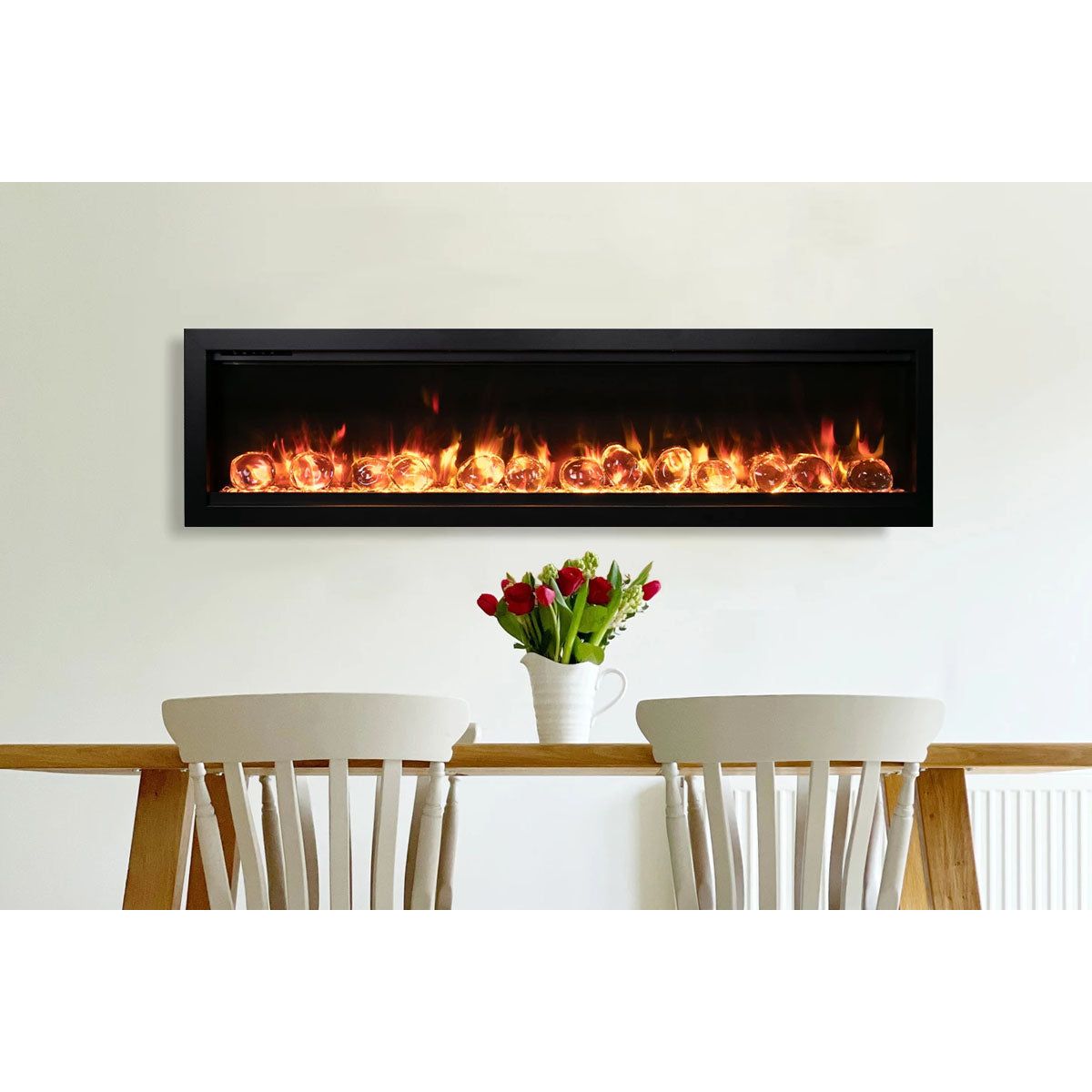 Amantii Symmetry Bespoke 60'' Wall Mount / Recessed Linear Indoor/Outdoor Electric Fireplace SAMPLE PHOTO