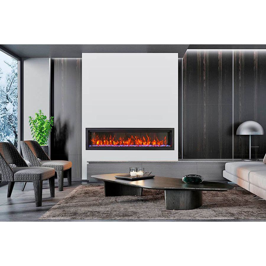 Amantii Symmetry Bespoke 88'' Wall Mount / Recessed Linear Indoor/Outdoor Electric Fireplace SAMPLE PHOTO