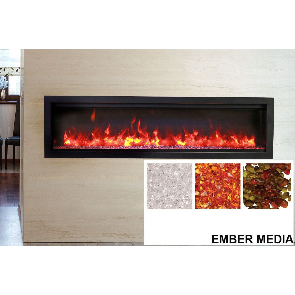 Amantii Symmetry Bespoke 88'' Wall Mount / Recessed Linear Indoor/Outdoor Electric Fireplace DESIGN OPTION