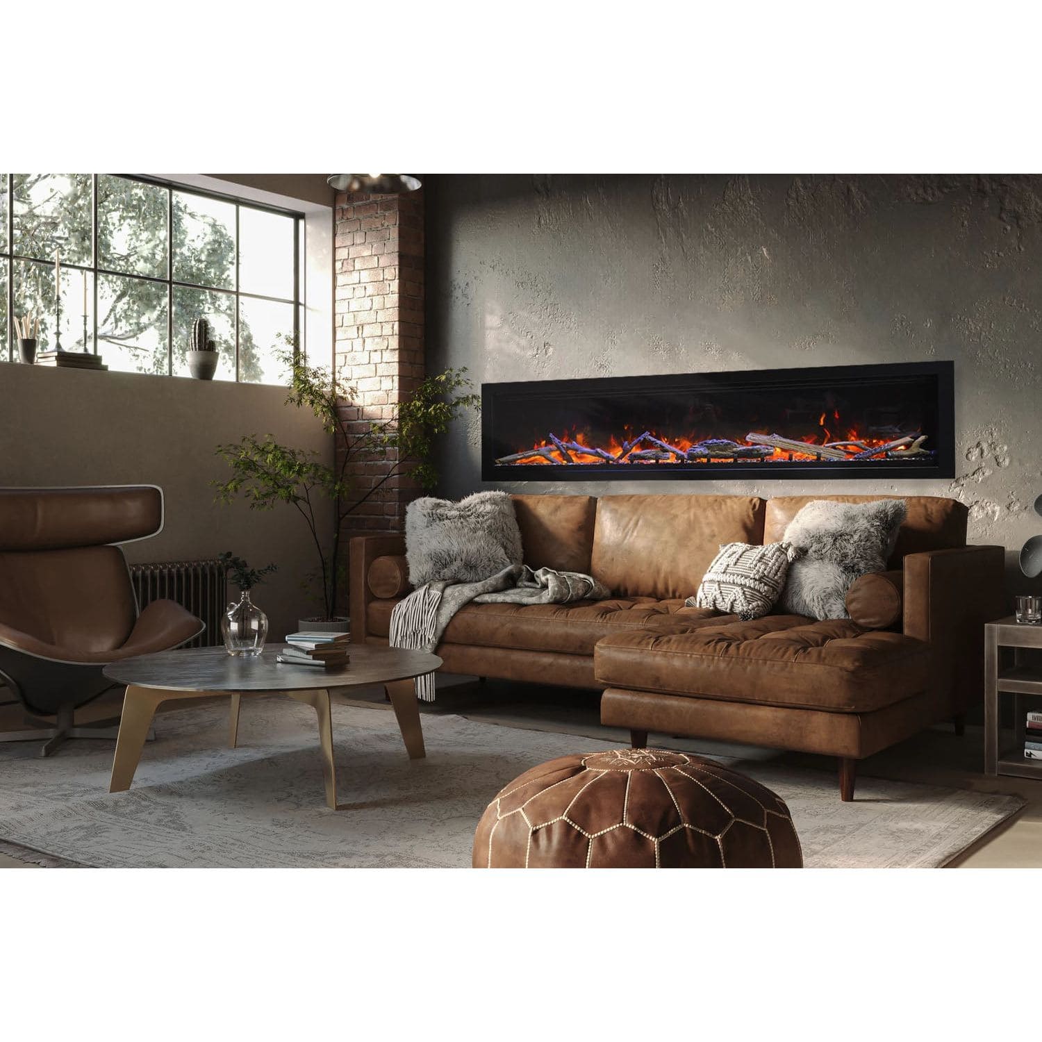 Amantii Symmetry Lumina 50'' Wall Mount / Recessed Smart Indoor/Outdoor Electric Fireplace SAMPLE PHOTO