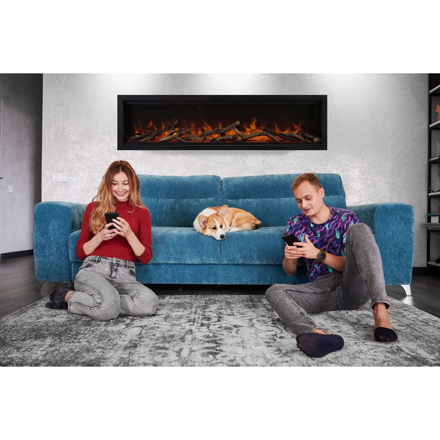 Amantii Symmetry Lumina 50'' Wall Mount / Recessed Smart Indoor/Outdoor Electric Fireplace SAMPLE PHOTO