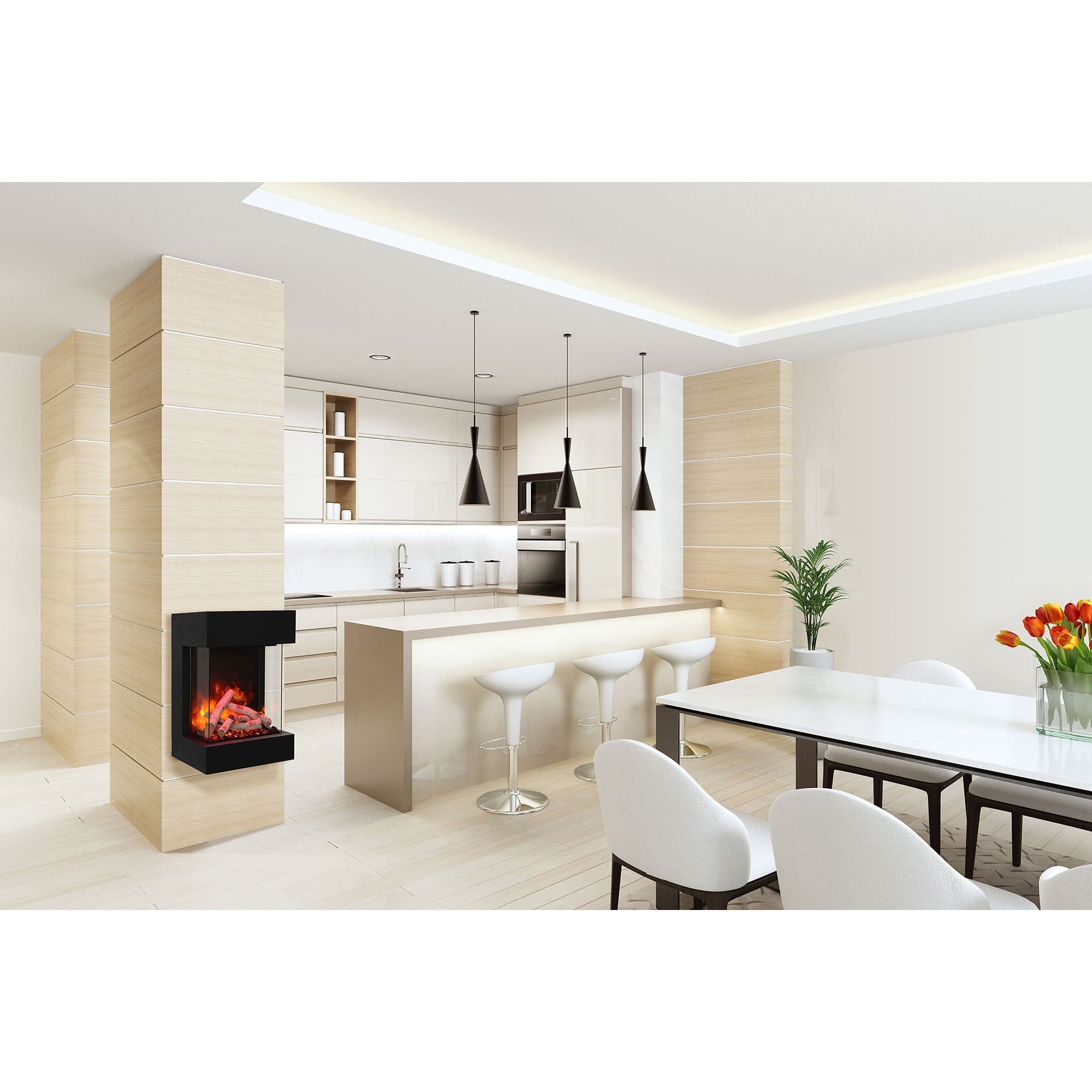 Amantii 2025WM Cube 3-Sided View Built In Indoor/Outdoor Electric Fireplace SAMPLE PHOTO