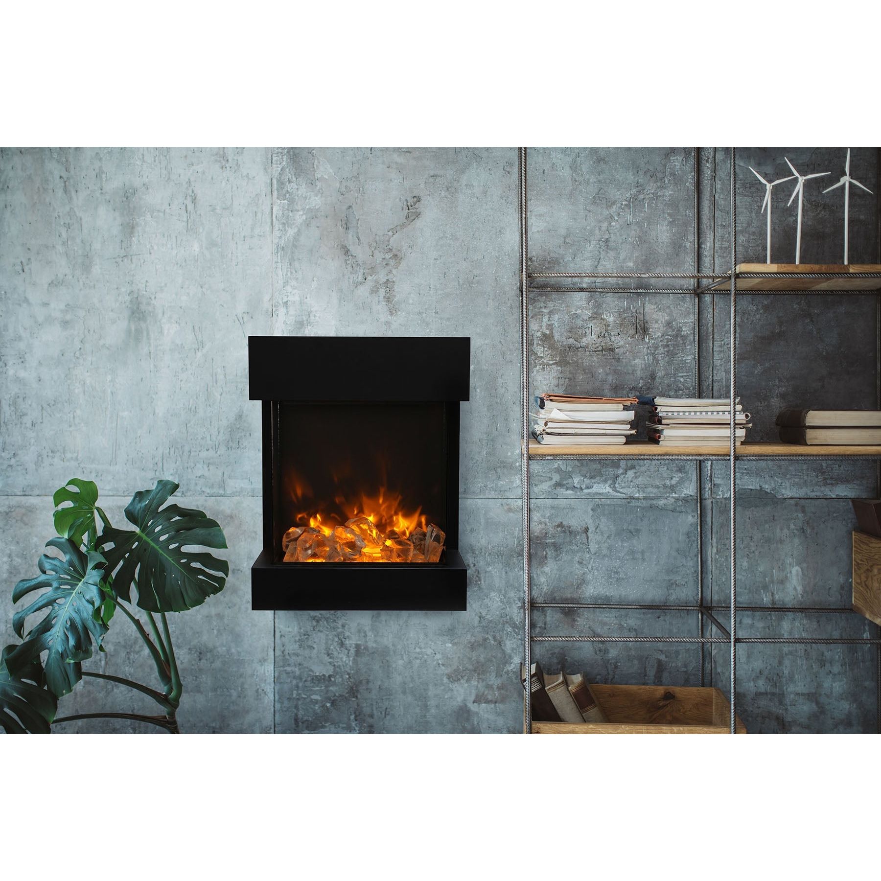 Amantii 2025WM Cube 3-Sided View Built In Indoor/Outdoor Electric Fireplace SAMPLE PHOTO