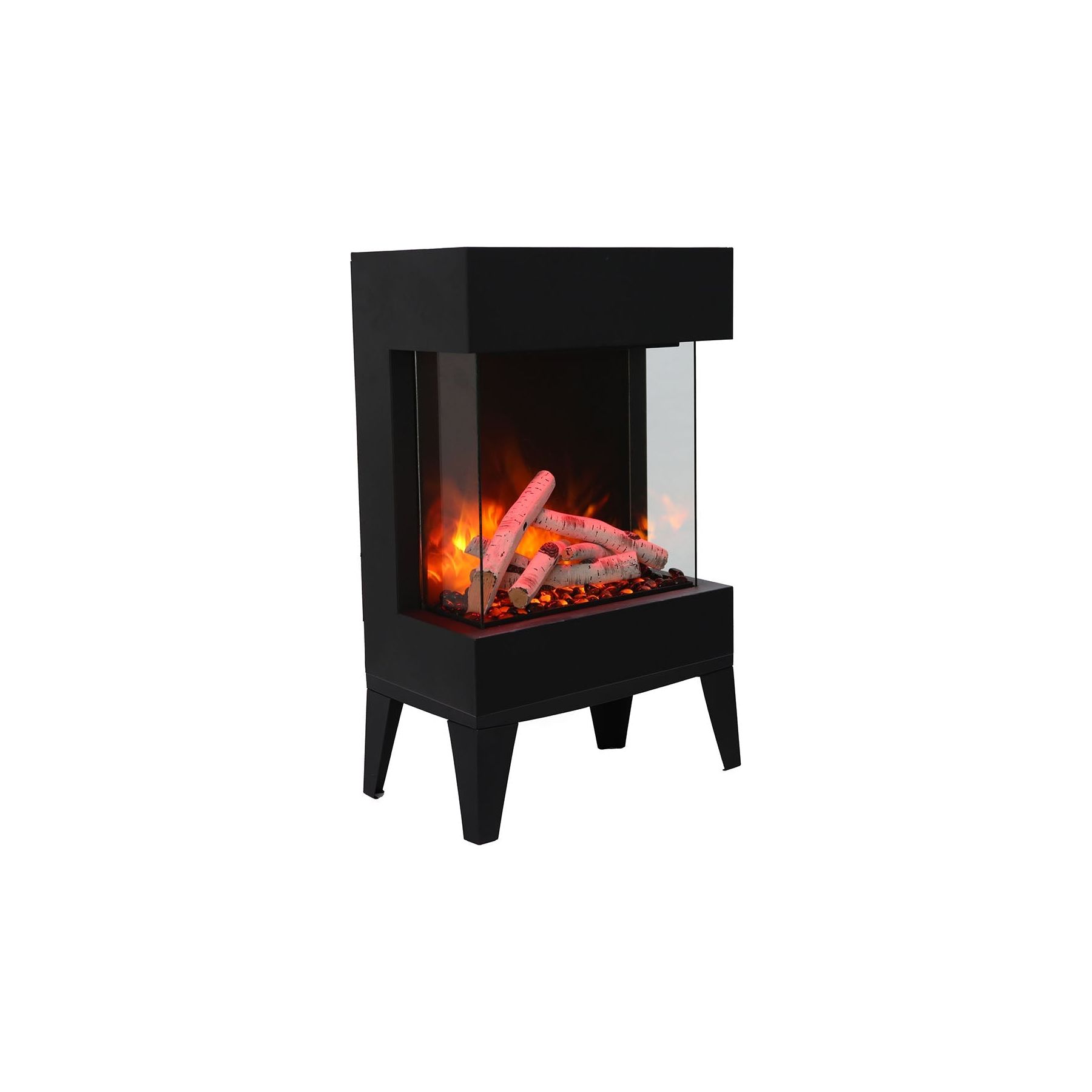 Amantii 2025WM Cube 3-Sided View Built In Indoor/Outdoor Electric Fireplace FRONT AND SIDE VIEW