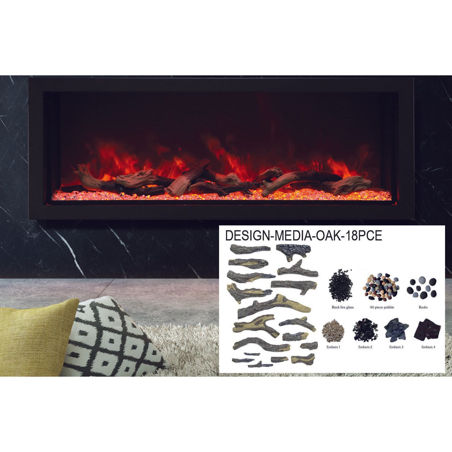 Amantii Panorama 50-inch Built-in Tall & Deep Indoor/Outdoor Linear Electric Fireplace