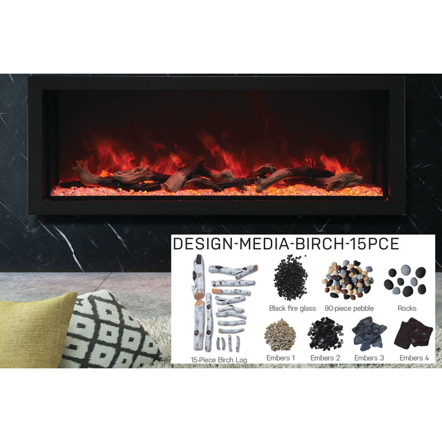 Amantii Panorama 50-inch Built-in Tall & Deep Indoor/Outdoor Linear Electric Fireplace