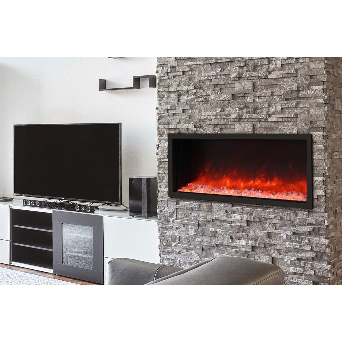 Amantii Panorama 50-inch Slim Built-in Indoor/Outdoor Linear Electric Fireplace SAMPLE PHOTO