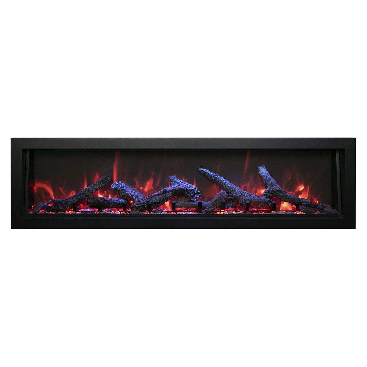 Amantii Panorama 60-inch Deep Built-in Indoor/Outdoor Linear Electric Fireplace FRONT VIEW