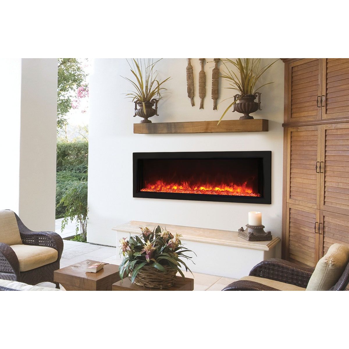 Amantii Panorama 60 inch Extra Slim Built-in Indoor/Outdoor Linear Electric Fireplace SAMPLE PHOTO