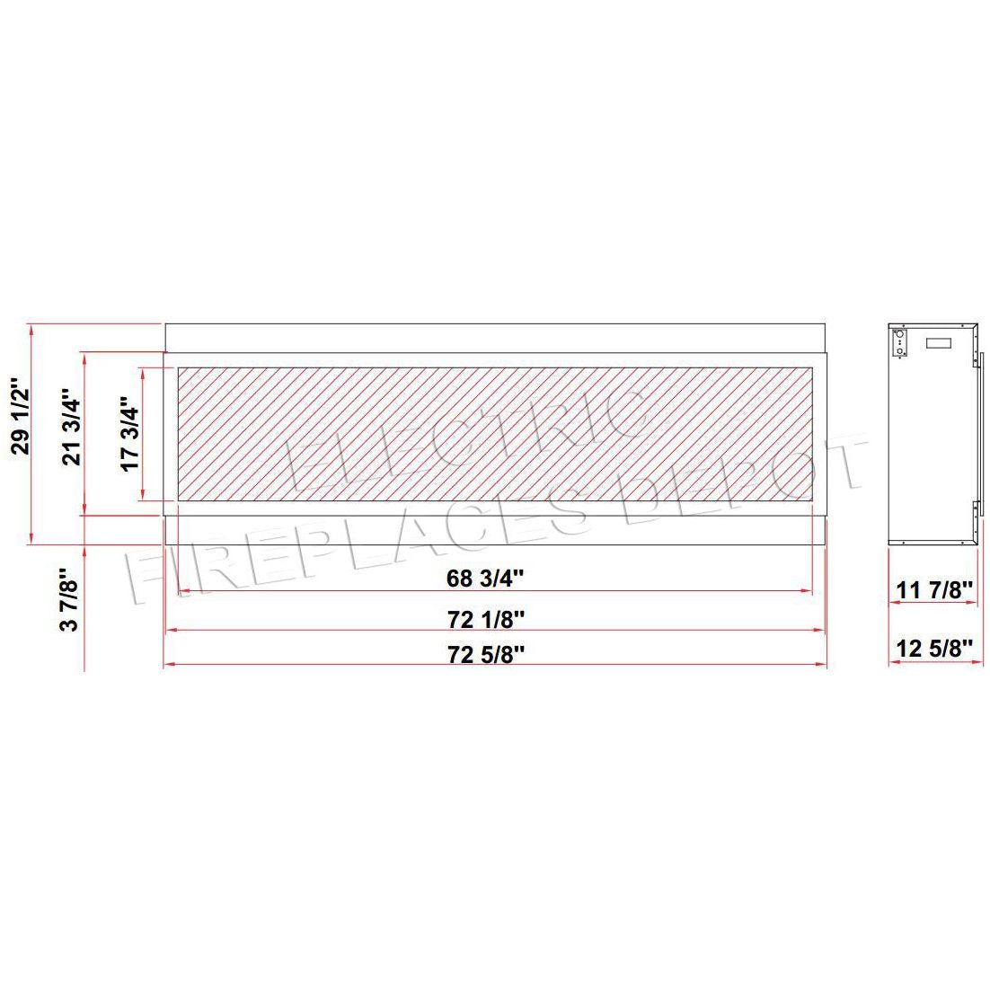 Amantii Panorama 72-inch Built-in Tall & Deep Indoor/Outdoor Linear Electric Fireplace