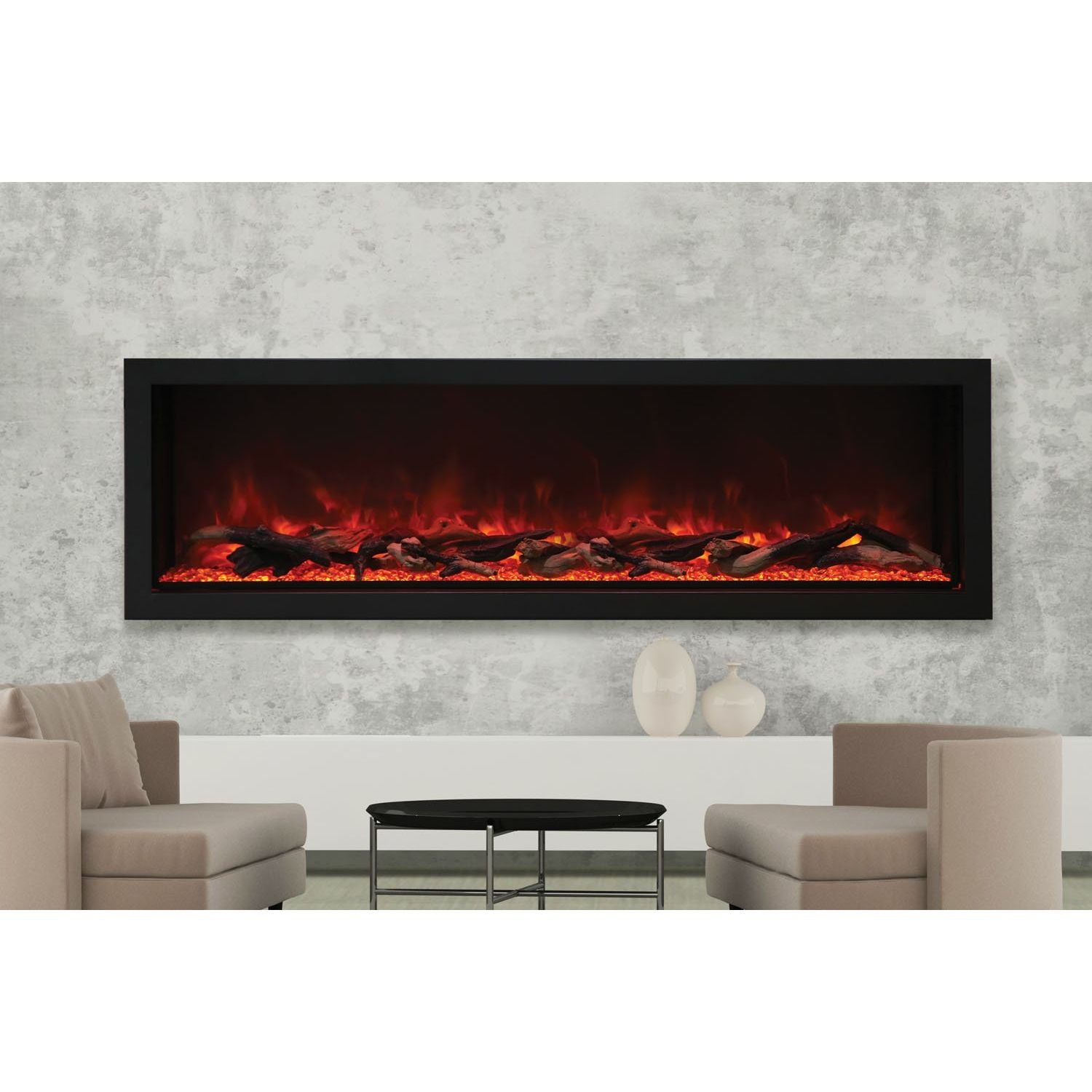 Amantii Panorama 72-inch Built-in Tall & Deep Indoor/Outdoor Linear Electric Fireplace SAMPLE PHOTO