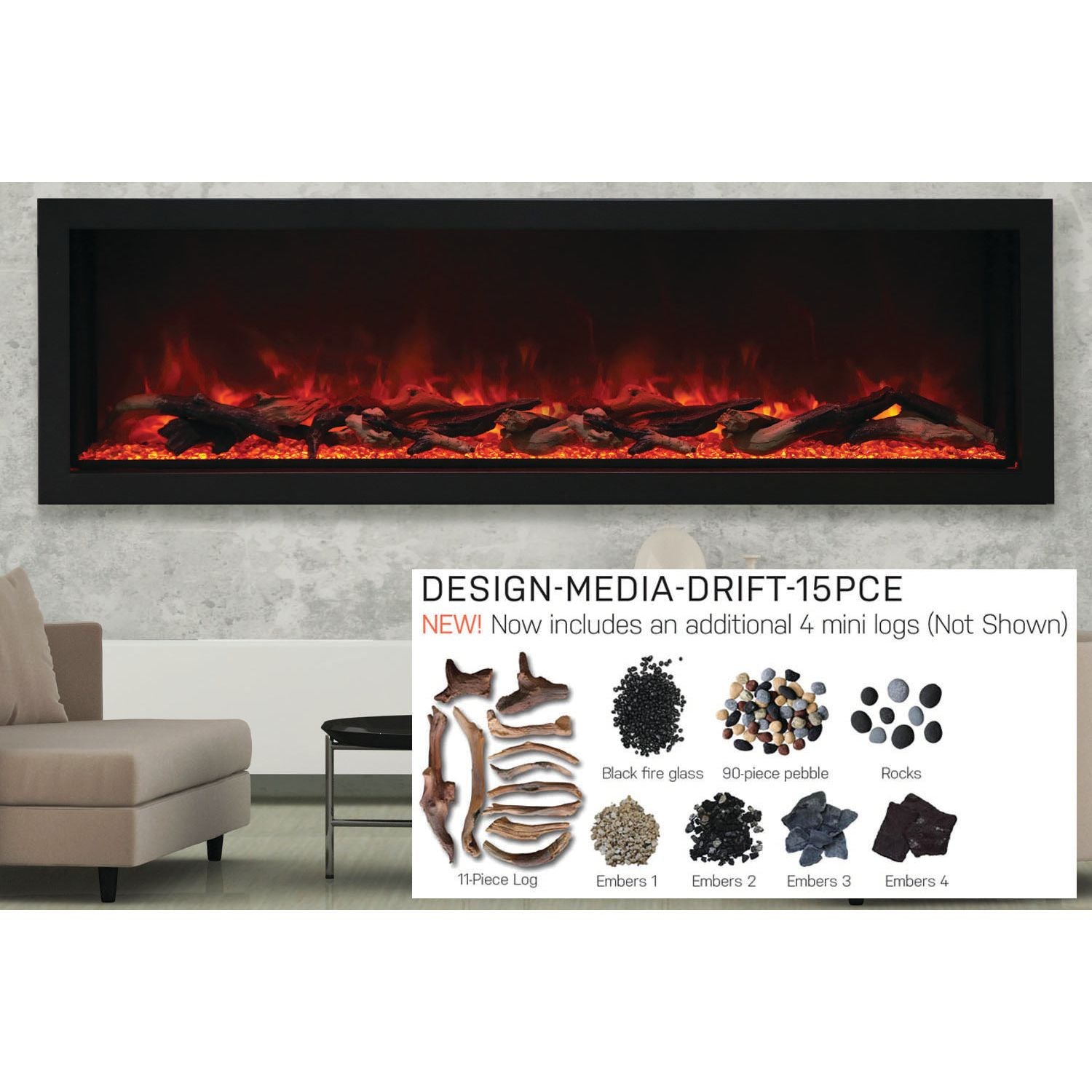 Amantii Panorama 72-inch Built-in Tall & Deep Indoor/Outdoor Linear Electric Fireplace