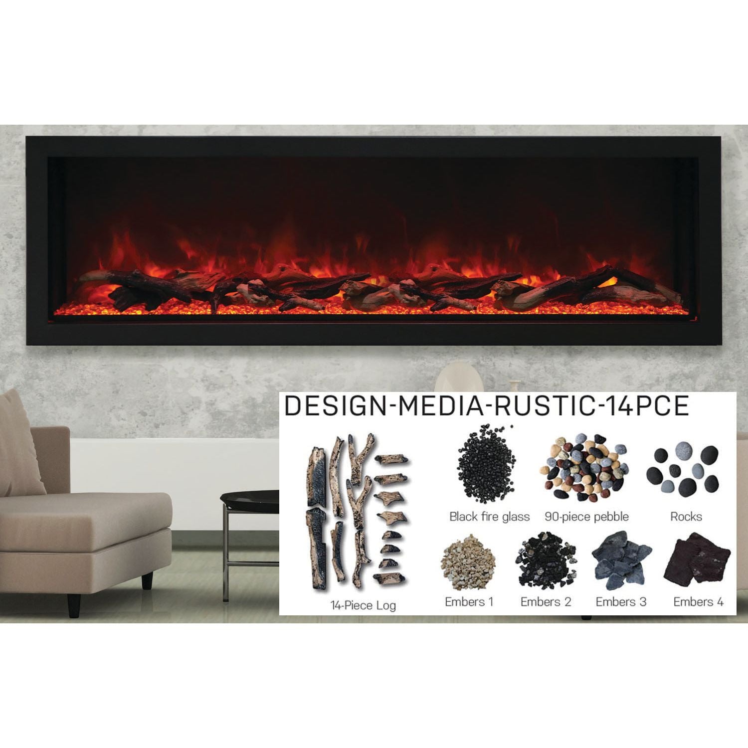 Amantii Panorama 72-inch Built-in Tall & Deep Indoor/Outdoor Linear Electric Fireplace