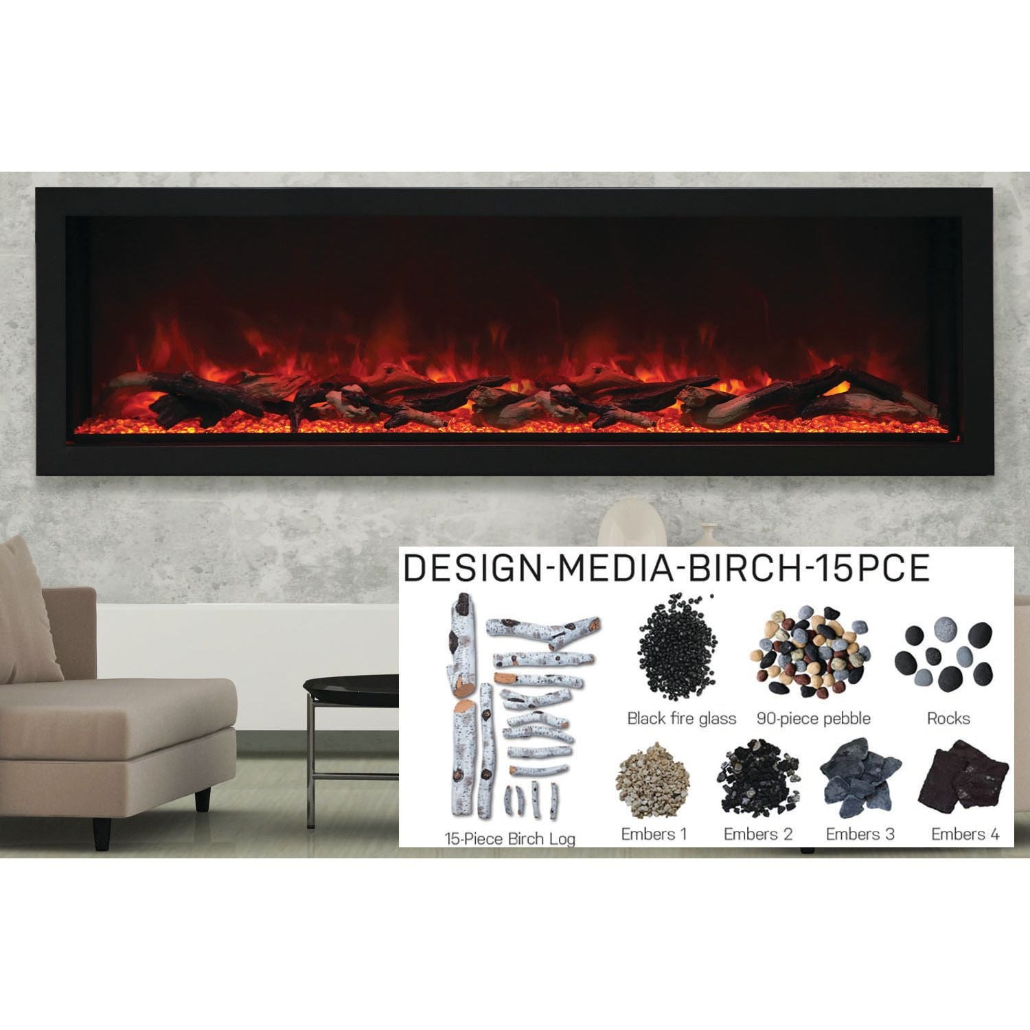 Amantii Panorama 72-inch Built-in Tall & Deep Indoor/Outdoor Linear Electric Fireplace
