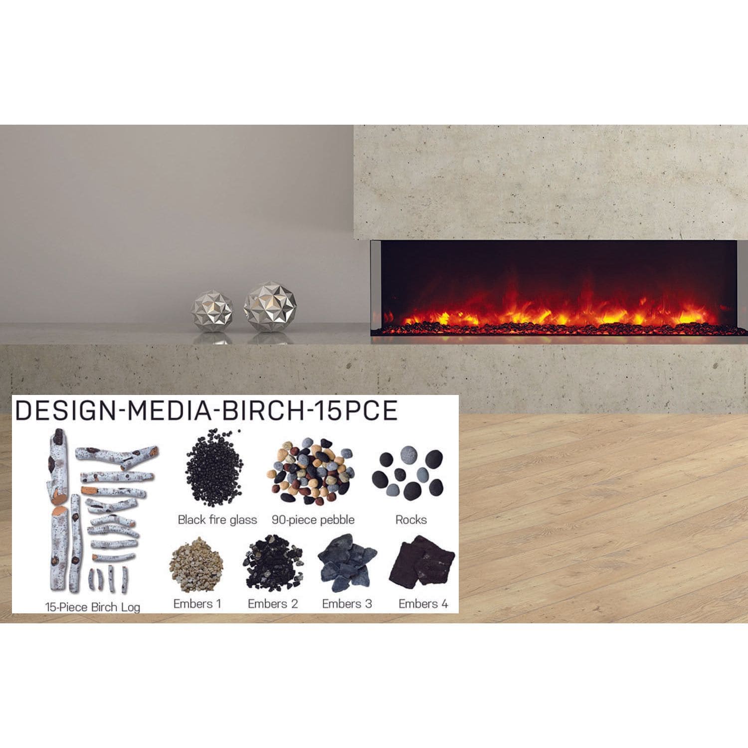 Amantii Panorama Tru View 50-inch 3-Sided View Built In Indoor/Outdoor Electric Fireplace