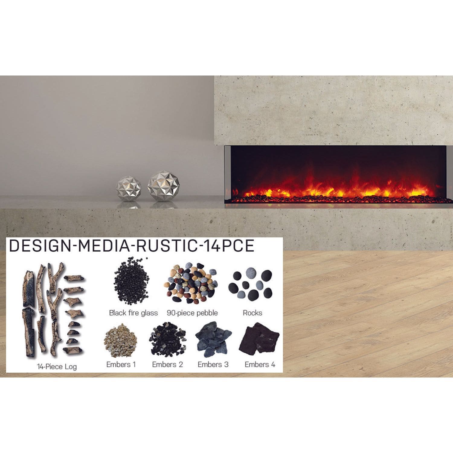 Amantii Panorama Tru View 50-inch 3-Sided View Built In Indoor/Outdoor Electric Fireplace