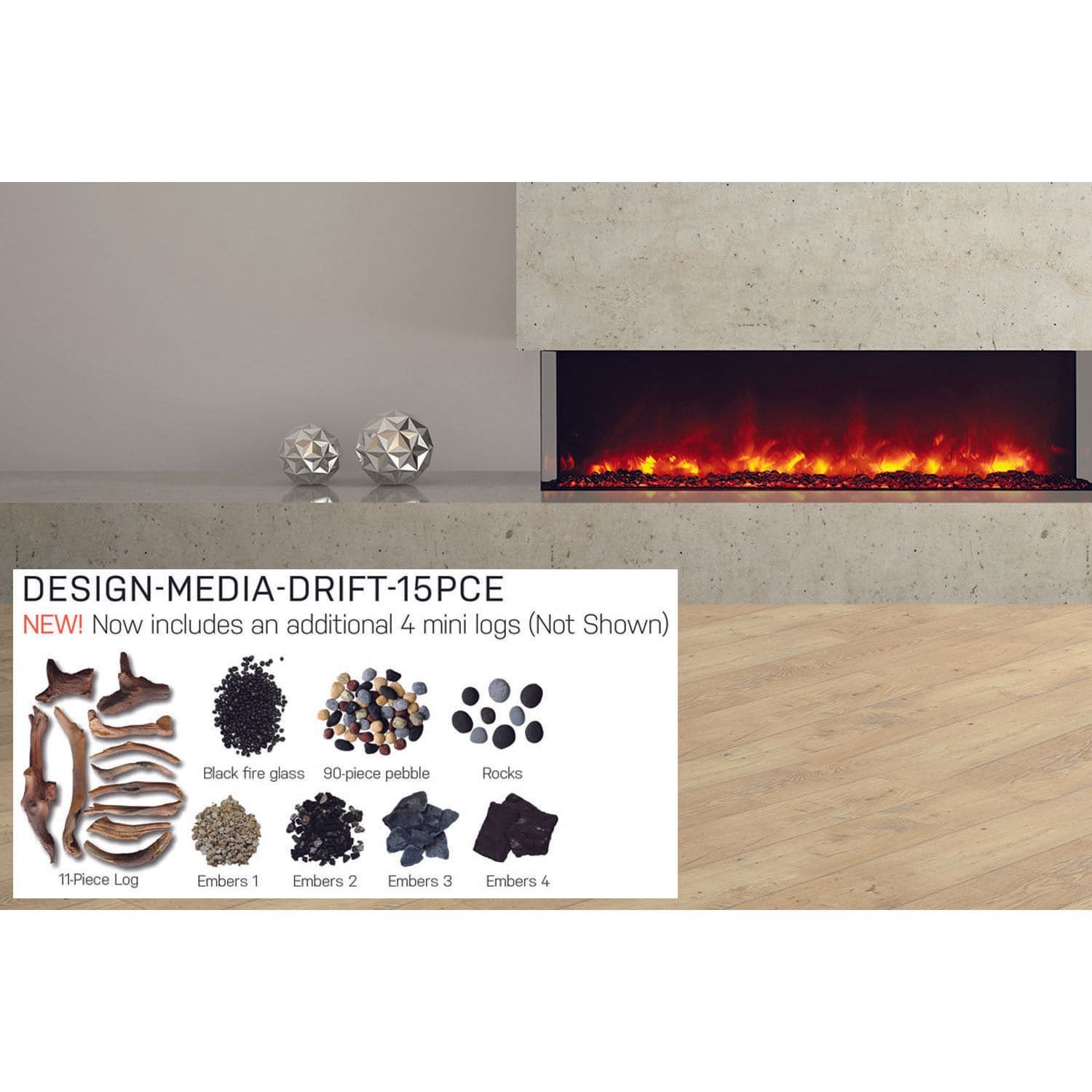 Amantii Panorama Tru View 60-inch 3-Sided View Built In Indoor/Outdoor Electric Fireplace