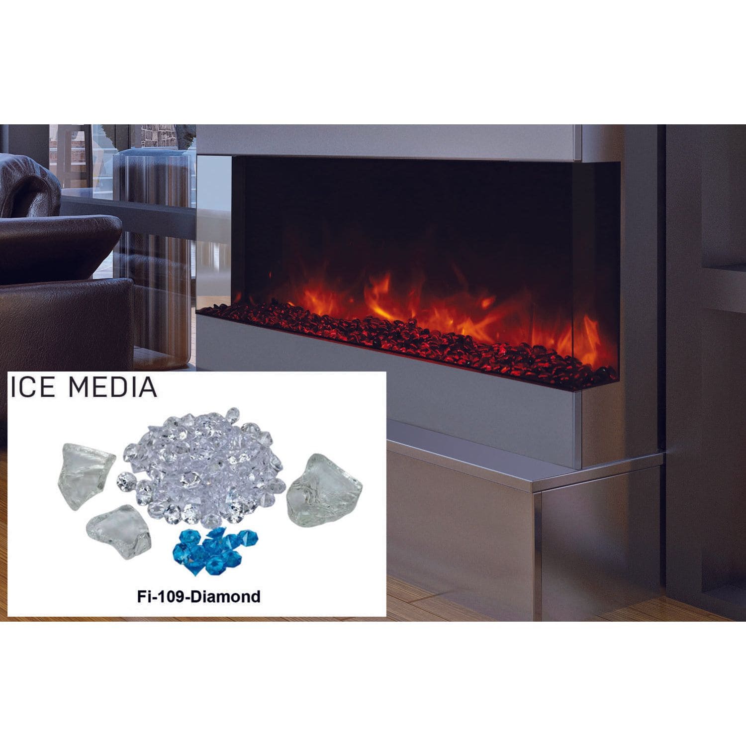 Amantii Panorama Tru View 60-inch 3-Sided View Built In Indoor/Outdoor Electric Fireplace