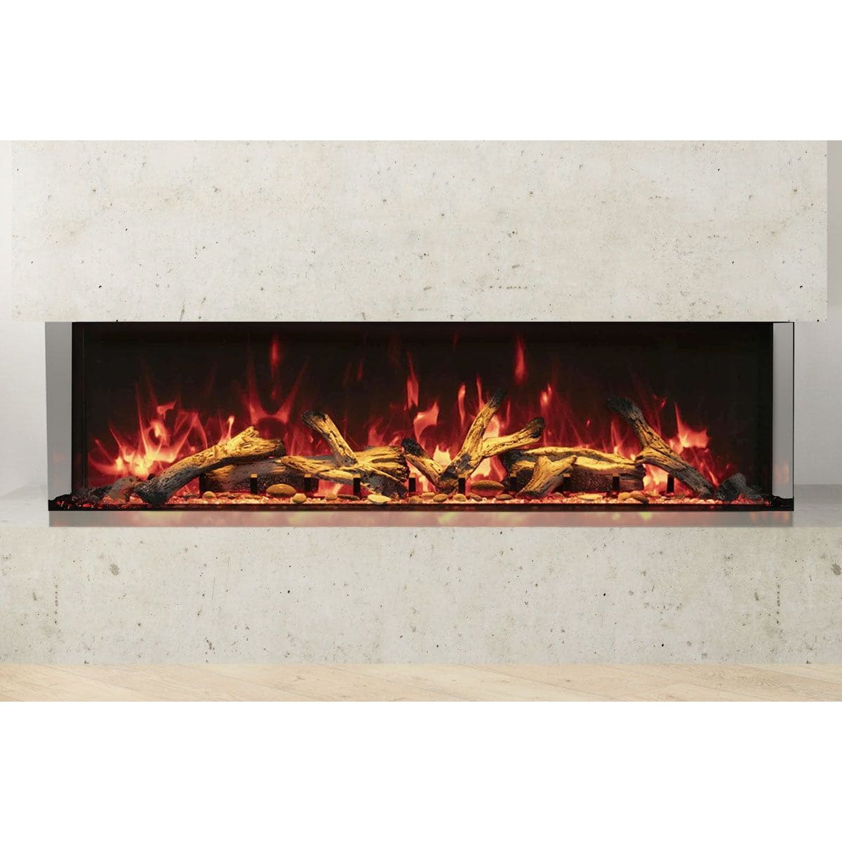 Amantii Panorama Tru View 60-inch 3-Sided View Built In Indoor/Outdoor Electric Fireplace FRONT VIEW