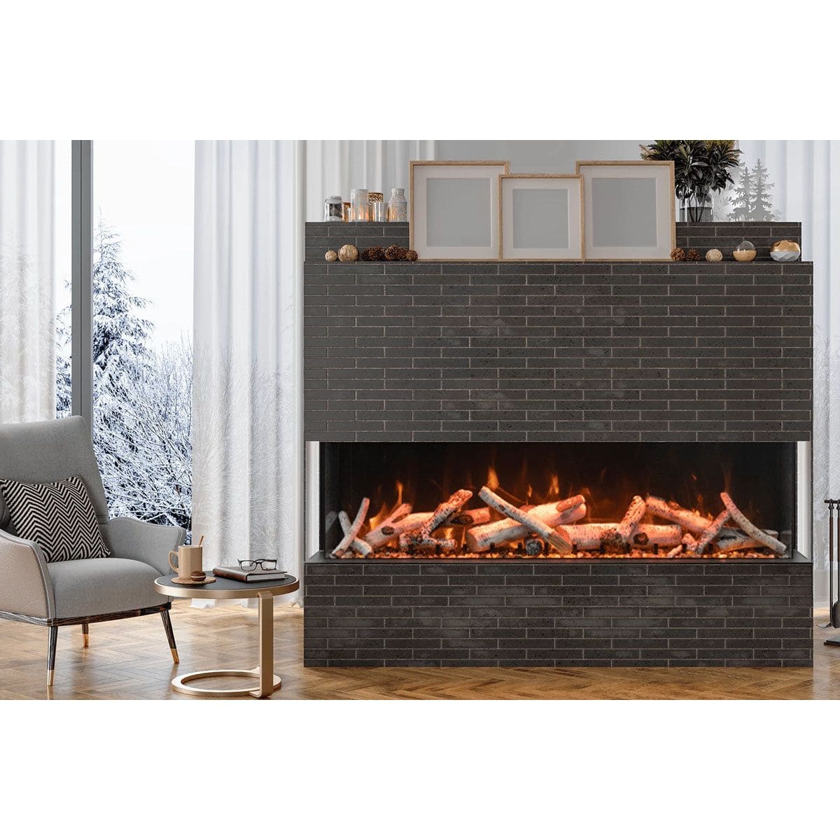 Amantii Panorama Tru View 60-inch 3-Sided View Built In Indoor/Outdoor Electric Fireplace SAMPLE PHOTO