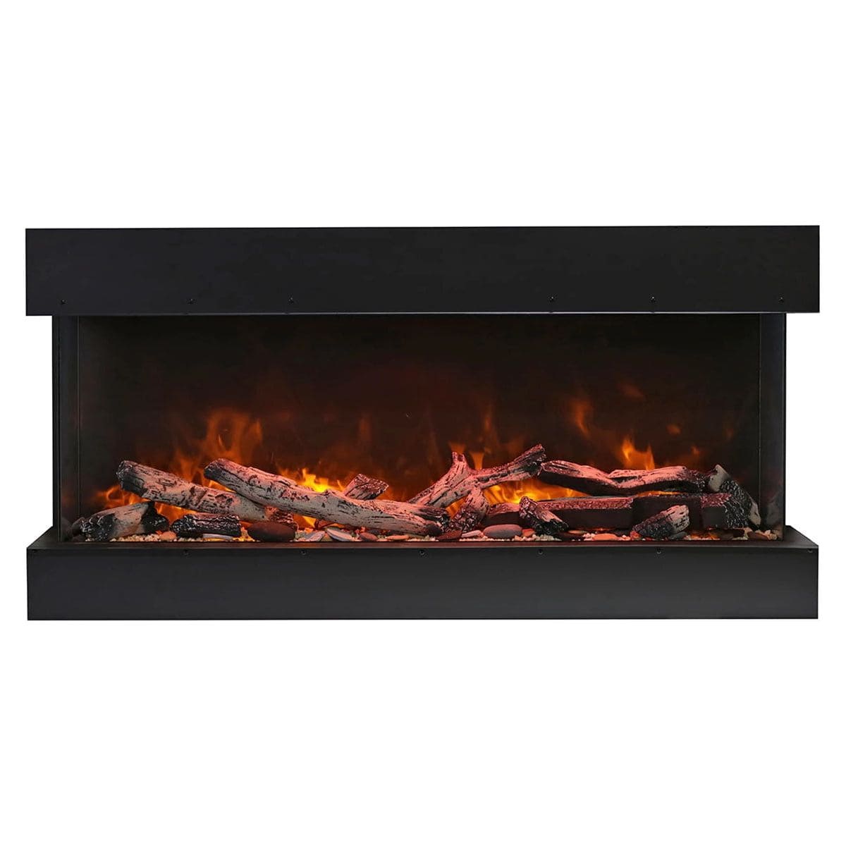 Amantii Panorama Tru View 72-inch 3-Sided View Built In Indoor/Outdoor Electric Fireplace FRONT VIEW