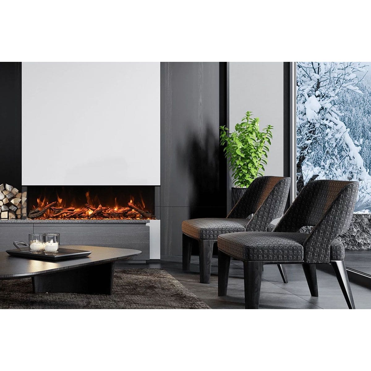Amantii Panorama Tru View 72-inch 3-Sided View Built In Indoor/Outdoor Electric Fireplace SAMPLE PHOTO